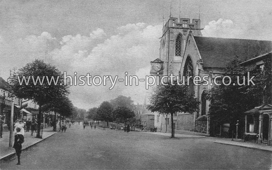 St John's Church & High Street, Epping, Essex. c.1920